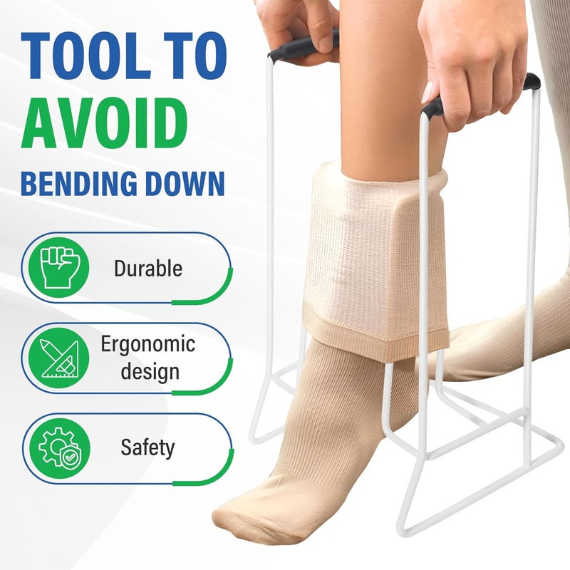 Hiumtree Stocking Donner Adaptive Dressing Aid for Putting on Compression Socks Large Sock Aid Tool for Calves up to 18-20 inches in Circumference Socks Helper - Image 3